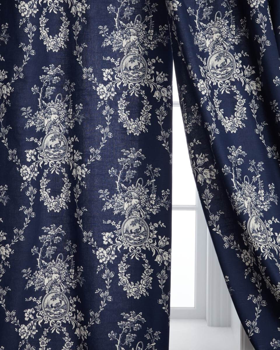 Two 96"L Country Toile Curtains